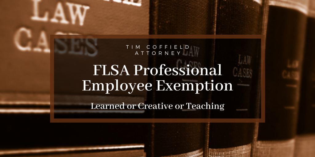 FLSA Professional Employee Exemption: Learned or Creative or Teaching